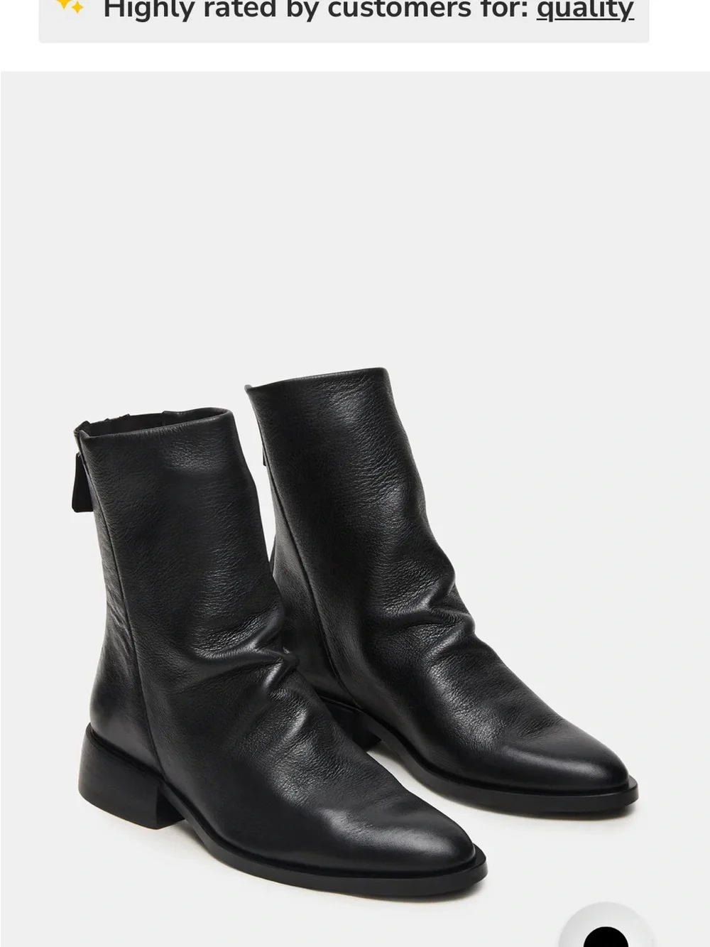 Steve Madden Black Leather Rear-Zip Ankle Booties “nexie”